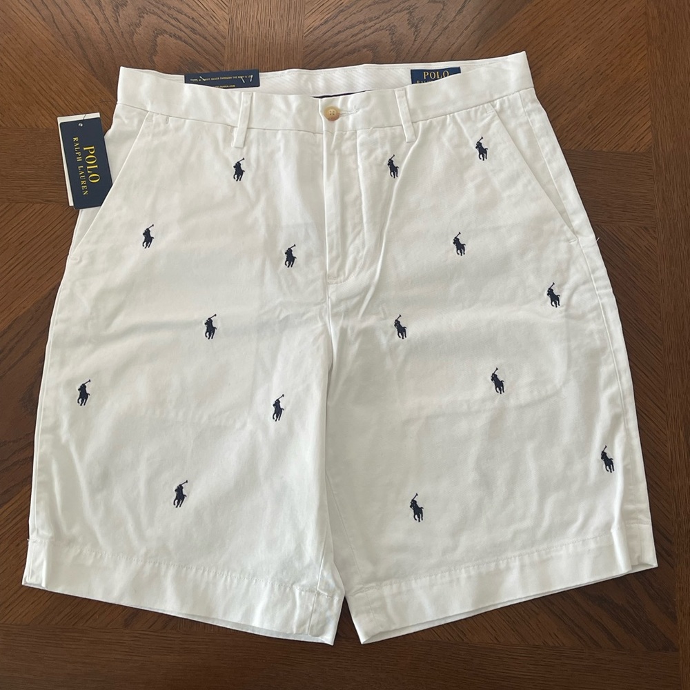 Polo Ralph Lauren Shorts Adult 31 Blue White All Over Pony Preppy Mens NWT